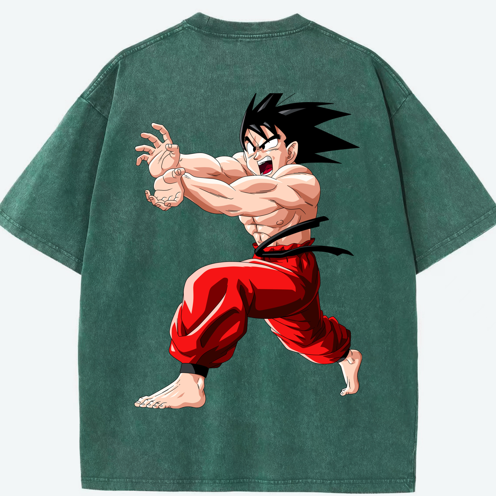 （画像用） ドラゴンボール 孫悟空（そん ごくう）Son Goku カカロット DRAGON BALL Kakarotto 綿100% ヴィンテージ風 半袖Tシャツ（背面プリント）